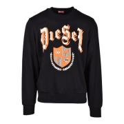 Diesel Bomullsblandning Sweatshirt Black, Herr