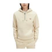 Fred Perry Beige huvtröja med halv dragkedja ficka Beige, Herr