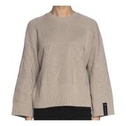 Armani Exchange Pullover-tröja med monogramlogga Beige, Dam