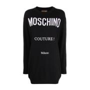 Moschino Svart Ull Midi Klänning Black, Dam