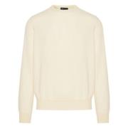 Colombo Lyxig Kid Cashmere Crew-Neck Sweater White, Herr