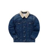 Isabel Marant Indigo Denim Shearling Krage Jacka Blue, Herr