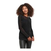 Kaffe Mesh Blus Svart Silver Lurex Black, Dam