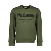 Alexander McQueen Graffiti Spray Sweatshirt - XS, Grön Green, Herr