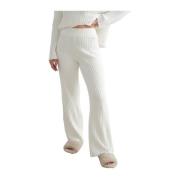 Aim'n Almond White Rib Knit Pants White, Dam