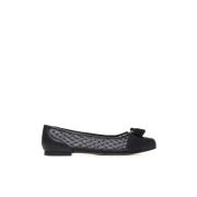 Salvatore Ferragamo Svarta Slip-On Platta Skor med Båge Black, Dam