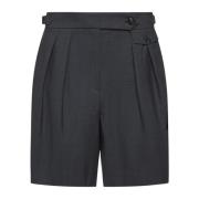 Brunello Cucinelli Grå Ullblandnings Shorts med Remmar Gray, Dam