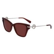 Longchamp Brun Acetat Solglasögon Filter 3 Brown, Dam