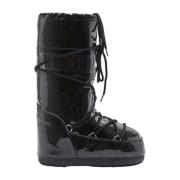 Moon Boot Glitter Svarta Stövlar Vattentät PVC Finish Black, Dam