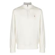 Ralph Lauren Blandad bomull halv dragkedja stickat plagg White, Herr