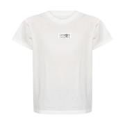 MM6 Maison Margiela T-shirt i bomullsjersey med nummertryck White, Dam