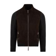 The Jack Leathers Francis Knit Läderjacka Brun Brown, Herr