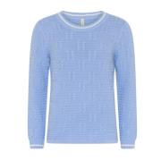 Skovhuus Blå Strukturerad O-Neck Pullover Tröja Blue, Dam