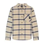 Kultivate Rutig Overshirt med Appliqué Badge Beige, Herr