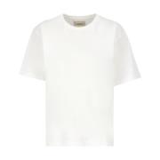 Khaite Vit Bomull T-shirt med Logopatch White, Dam