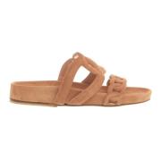 Paola Fiorenza Beige Mocka Fotbädd Sandal Brown, Dam