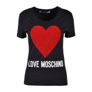 Love Moschino Vit T-shirt från Love Moschino Collection Black, Dam