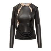 Marine Serre Long Sleeve Tops Black, Dam