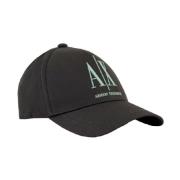 Armani Exchange Broderad Bomull Logo Keps - Svart Black, Herr