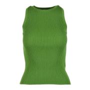 Max Mara Weekend Stickad tanktopp med viskosblandning Green, Dam