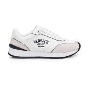 Versace Vita lädersneakers med mockainsatser White, Herr