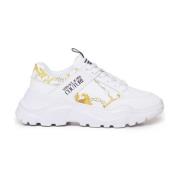 Versace Jeans Couture Barockdetalj Vita Platta Skor White, Herr