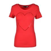 Love Moschino Bomull Elastan T-shirt Red, Dam