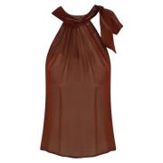 Philosophy di Lorenzo Serafini Brun Viskos Draperad Topp Brown, Dam