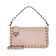 Valentino Garavani Rockstud Liten Handväska i Blush Pink Brown, Dam