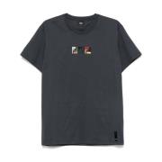 Fendi Logotyp Broderi Crew Neck Korta ärmar Black, Herr