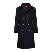 Brunello Cucinelli Navy Blue Wool Trench Coat Blue, Herr