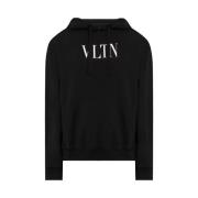 Valentino Hoodie med Valentino Print, Tillverkad i Italien Black, Herr