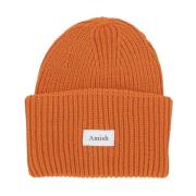 Amish Orange Ullblandning Beanie Mössa Orange, Herr