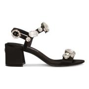 Dolce & Gabbana Kristall Svart Sandal Black, Dam