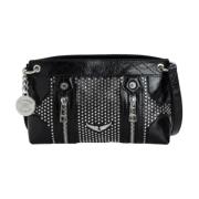 Zadig & Voltaire Svart Läder Crossbody Väska med Metall Detaljer Black...