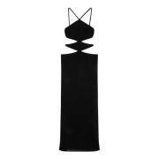 Circus Hotel Svart Cross Strap Cut Out Klänning Black, Dam