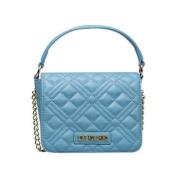 Love Moschino Blå Polyeten Handväska med Gyllene Detaljer Blue, Dam