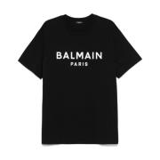 Balmain Svart Crew Neck T-shirts och Polos Black, Herr