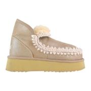 Mou Mini Eskimo Platform metallisk stövel Beige, Dam