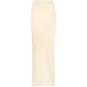 Jil Sander Elegant Beige Ull Linne Maxi Kjol Beige, Dam