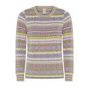 Skovhuus Grön Randig Jacquard Tröja Blus Multicolor, Dam