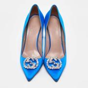 Gucci Vintage Pre-owned Satin klackskor Blue, Dam