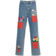 KidSuper Studios Blommig Broderad Denim Jeans Blue, Herr