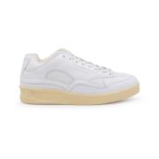 Jil Sander Vita Läder Sneakers med Panelerad Design White, Herr