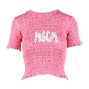 Msgm Bomullst-shirt med unik stil Pink, Dam