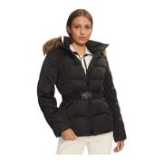 Guess Bältad huva puffjacka Black, Dam