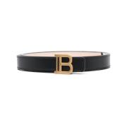 Balmain Svarta Läderbälten Black, Herr