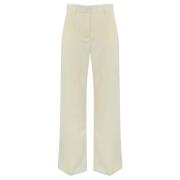 Max Mara Weekend Beige Ull Straight Leg Byxor Beige, Dam