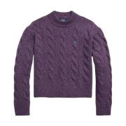 Ralph Lauren Lila tröja med polokrage och logotyp Purple, Dam