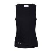 Paco Rabanne Svart Ribbad T-shirt Black, Dam